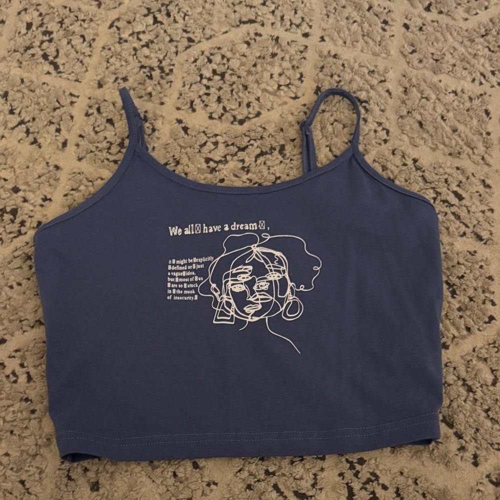 Blue Graphic Crop Top